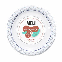 Platos de Papel Resistentes XIELI Hechos en Indonesia, de 7-12 Pulgadas, 250-600GSM, Grado Alimenticio, Resistentes al Aceite y al Agua, para Fiestas y Catering Diario
