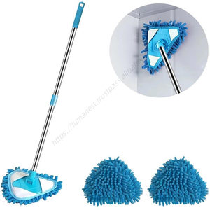 ไม้ถูพื้นแบบหมุนได้ DS920 สำหรับทำความสะอาดพื้น ฝ้าเพดาน กระจกรถยนต์ แบบยืดหดได้ ใช้งานง่าย หมุนได้ รูปทรงสามเหลี่ยมแบน - Product Image 1