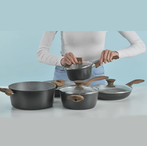 Juego de Ollas y Sartenes de Cerámica de Alta Calidad con Revestimiento Cerámico, Asas de Madera con Tacto Suave, 8 Piezas, de Aluminio Forjado - Product Image 4