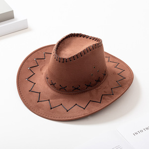 Sombrero Vaquero Retro Estilo Western Marrón Oscuro Unisex para Adultos, Casual, Primavera/Verano, Protección Solar para Exteriores - Product Image 4