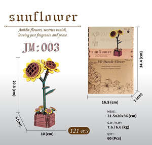 Kit Fai-da-Te Girasole in Legno 121 Pezzi <span class=keywords><strong>Puzzle</strong></span> 3D Senza <span class=keywords><strong>Colla</strong></span> Regalo per la Mamma - Product Image 1