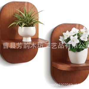 Solid Wood <b>Wall</b> Mounted Plant Shelf 11.81x7.87inch Floating <b>Display</b> Rack For Home Decor - Product Image 4