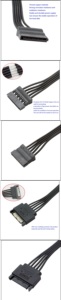 Cable divisor de disco duro SATA SSD para PC Sever, cable <span class=keywords><strong>IDE</strong></span> a SATA 1 a <span class=keywords><strong>3</strong></span>/4/<span class=keywords><strong>5</strong></span>/6, Cable adaptador de corriente SATA de 15 Pines, - Product Image 5