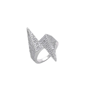 Messing Hip-Hop Punk Micro-Pavé 5A Kubikzirkonia Blitzring Iced Out Bling Silber/Gold Plattiert CZ Pavé Ringe - Product Image 5