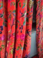 Velours Corail Orange Couleur Oiseau Impression Luxe Rideau Boho Rideau De Luxe Rideaux Peut Être Personnalisé Style Vintage Coton