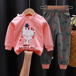 Groothandel Hoge Kwaliteit Kinderpyjama's 0-7 Jaar Oud Kinderen Zuiver Katoen Wit Ondergoed Print Lange Mouwen Set - Product Image 1