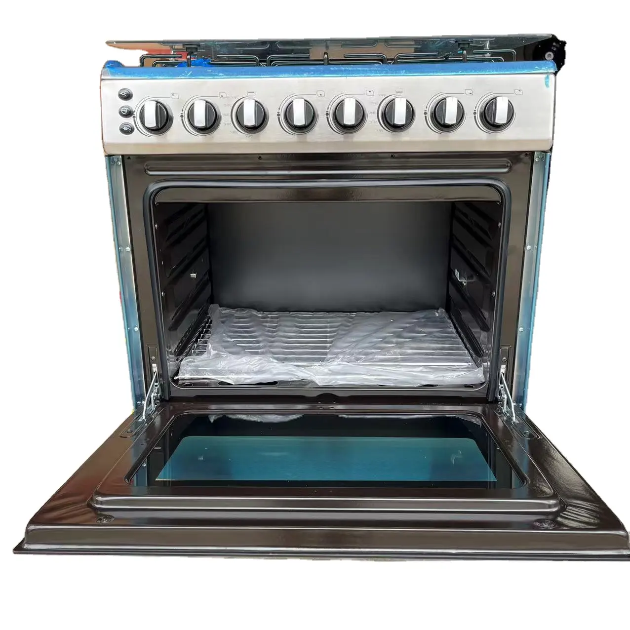 120L Integrated oven stove with 6 stove heads Burner stove with oven Freestanding stainless steel grill and baking sheet