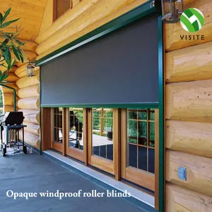YSTメーカー製屋外サンシェード電動ジップトラックブラインド中国外装電気防風電動スクリーンパティオ