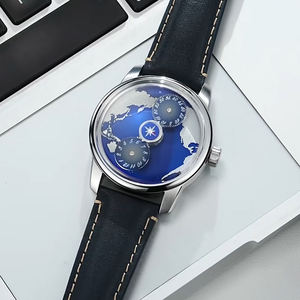 Reloj Mecánico Automático OBLVLOS con Movimiento de Estrella Giratoria, Personalizado, de Escala Pequeña, con Diseño de Planeta Azul, Correa de Cuero para Hombre - Product Image 6