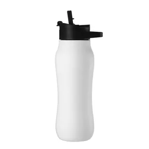 Evrich Custom ODM Double-walled Insulated Stainless Steel Wide Mouth Water Bottle with Dual-use Lid and Draw