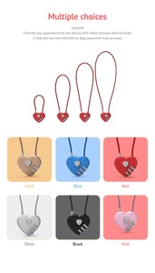 Lucchetto a combinazione digitale a 3 cifre a forma di cuore rosso, mini, senza chiave, per zaino da matrimonio, bagaglio e oggetti preziosi - Product Image 5
