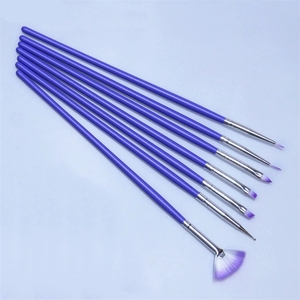 Lot de 7 pinceaux en nylon pour nail art, avec virole sertie, pour éventail, liner plat et sculpture, pour la décoration des ongles en gel - Product Image 4