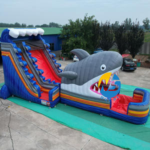 Tobogán DE AGUA DE TIBURÓN inflable de PVC comercial de precio barato gigante al aire libre tobogán de mármol con piscina grande a la venta - Product Image 4