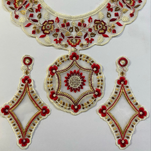 Bold Geometric Polyester Embroidered Neck <b>Collar</b> Patches Streetwear Sew-On Style for Apparel & Home Textiles - Product Image 1