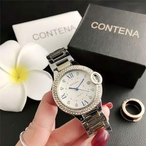 Reloj de pulsera de cuarzo premium de acero inoxidable de lujo para mujer, estilo Felgen, con diamantes incrustados, estilo moissanita. - Product Image 2