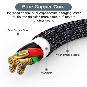 <span class=keywords><strong>Adaptateur</strong></span> de <span class=keywords><strong>casque</strong></span> <span class=keywords><strong>audio</strong></span> 2-en-1 de haute qualité Type-C à Type-C Splitter de charge 10cm Paire torsadée Veste en PVC pour Smartphones - Product Image 6