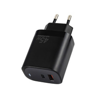 Adaptateur de chargeur super rapide 45W GaN certifié 1C1A pour ordinateurs portables, pour iPhone Type C PD 3.0, chargeur portable