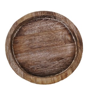 Bandeja inclinada, portavelas redondo de madera quemada vintage, plato para frutas y pan para mesa de comedor. - Product Image 5
