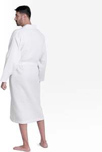 Albornoz de Waffle Blanco Unisex (1 Pieza) Lujoso Cierre de Cordón Ligero Estilo Romántico ODM 100% Bata de <span class=keywords><strong>Ducha</strong></span> de Algodón - Product Image 3