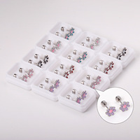 Anting Tusuk Geometris Bunga Cantik MW, Anting Stud Custom Hipoalergenik Baja Anti Karat, Perhiasan Anak Mini Anting Enamel Bunga
