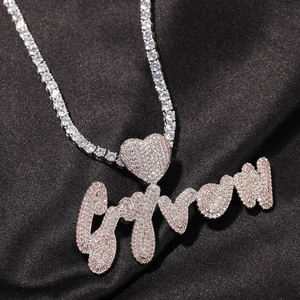 Collier avec pendentif en argent, or et zircon, petite lettre <span class=keywords><strong>initiale</strong></span> émaillée espacée - Product Image 3