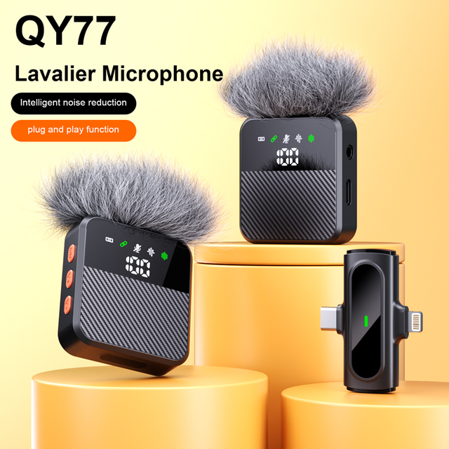 Factory Supply Wireless Microphone Connector 2 in 1 HandsFree Reporting Lapel Microphone for Mobile Phone Street Interview