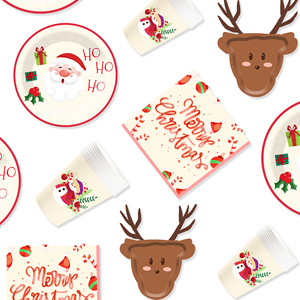 Ensemble de vaisselle de Noël créatif DAMAI comprenant des assiettes en papier en forme de cerf, des gobelets et des serviettes pour la décoration de table de fête de Noël - Product Image 3