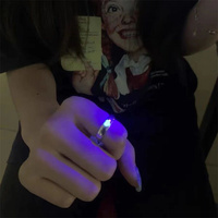 Cincin pasangan bercahaya dapat diatur Fashion cincin bercahaya dalam biru gelap merah muda cinta hati bercahaya untuk pria wanita