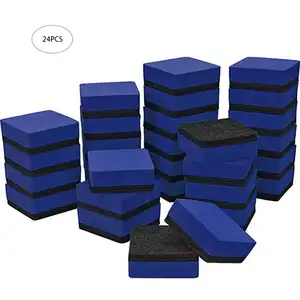 24 adet mavi manyetik beyaz tahta kuru silgi kara tahta temizleyiciler silecek sınıf ofis beyaz tahta temizlik malzemeleri için