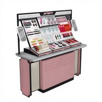 Kiosque cosmétique moderne en acrylique, comptoir d'exposition écologique avec éclairage LED, étagère, îlot de présentation de maquillage pour centre commercial