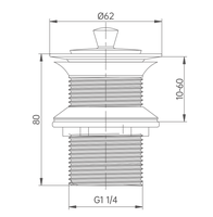 Accessoires de salle de bain en laiton chromé G1-1/4" : Bonde de lavabo avec couvercle