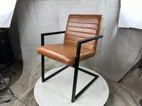 Chaises de Cuisine Industrielles Vintage en Cantilever Marron Moderne Luxe Noir Faux Cuir Chaises de Salle à Manger avec Accoudoirs