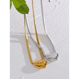 JINYOU 274 rantai ular <span class=keywords><strong>2025</strong></span> datar baja tahan karat liontin cinta hati 18k kalung lapis emas tekstur hadiah perhiasan romantis - Product Image 4