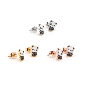 गर्म बिक्री 316 एल स्टेनलेस स्टील के बच्चों के बालियां थोक प्यारे नमेल पांडा लड़कियों की कान की स्टड खाली - Product Image 1