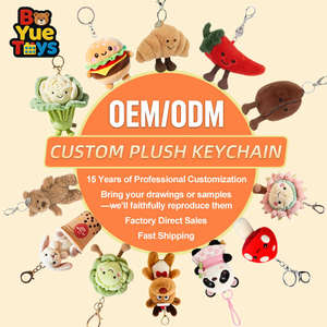 Usine de jouets en peluche personnalisés : Adorable porte-clés en peluche brodé de dessins animés pour filles, figurine d'<span class=keywords><strong>action</strong></span> en peluche, créez votre propre marque, cadeau pour enfant - Product Image 4