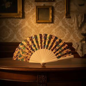 Ventilador Portátil Mini de Bambú Personalizado al por Mayor, Abanicos Decorativos Elegantes para Baile, Ideales para Fiestas y el Hogar - Product Image 2