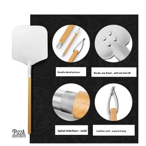 Set <span class=keywords><strong>di</strong></span> 2 Pezzi: Pala per <span class=keywords><strong>Pizza</strong></span> in Cordierite da 15 Pollici e Spatola in <span class=keywords><strong>Alluminio</strong></span> con Manico Lungo Staccabile e Regolabile - Product Image 4
