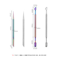 Pousse-cuticules professionnel en acier inoxydable, outil à ongles double tête, instrument de manucure, manche en plastique durable avec nylon