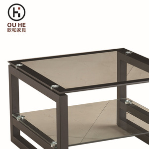 โต๊ะกาแฟ Ou He ทรงสี่เหลี่ยม กระจกนิรภัยสองชั้น เฟอร์นิเจอร์ห้องนั่งเล่น - Product Image 2
