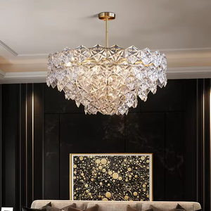 Lustre en cristal de style européen K9 finition en cuivre Design nordique moderne 220V grande taille moyenne pour les lampes suspendues d'hôtel à la maison - Product Image 5
