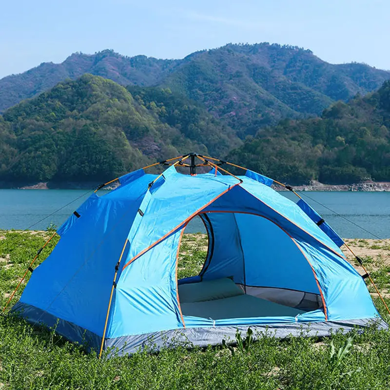 Tenda Kemah luar ruangan, tenda perlengkapan mendaki lipat 3 Musim 2 orang tahan air