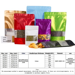 Trong kho 12*20 thực phẩm Zip túi màu nhôm lá Mylar đứng lên túi với cửa sổ Ziplock túi cho Kẹo đóng gói - Product Image 6