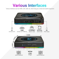 TV Box Android 11 NEW X96 X4 Amlogic S905X4 dengan Lampu RGB, 4GB/64GB, Video 8K HD, WiFi 5G, LAN, BT 4.1, POE, IP SDK, TCP