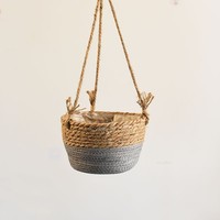 Panier suspendu tissé sur mesure, panier en paille pour plantes en pot