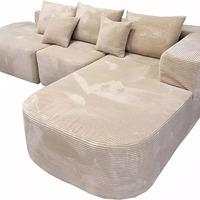 Canapé d'angle compact pour petits espaces, léger, sans cadre, avec coussin lombaire en éponge, design en tissu, housse amovible et lavable