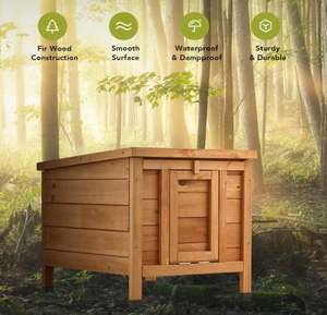 מצמד ארנבת ארנבת hideout עץ מחוץ מחסה לחתולים בית עבור ארנבות עוף - Product Image 3