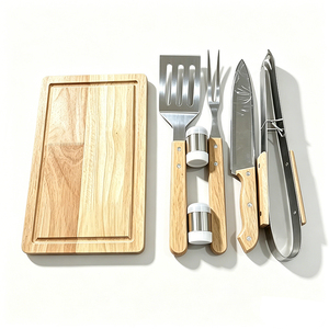 Accesorios <span class=keywords><strong>para</strong></span> Barbacoa al Aire Libre, Juego de 7 Utensilios de Acero Inoxidable con Mango de Madera y Bolsa de Transporte <span class=keywords><strong>para</strong></span> Acampar - Product Image 5