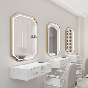 Espejo de Vanidad Moderno de Pared con Luz LED y Estante de Almacenamiento para Uso en Salón - Product Image 2