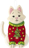 Niedliche Haustier-Themen Weihnachtsornamente Umweltfreundliche Bestseller Filz-Katze mit Pullover-Design für Feiertags-Heim- und Baumdekoration