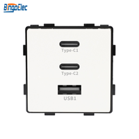Módulo de Enchufe de Carga Rápida PD de 65W, 2 Puertos Tipo-C + 1 Puerto USB-A, Módulo de Cargador de Pared para Hoteles y Renovaciones del Hogar